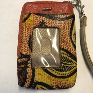 Relic Orange Print Writslet Cell Phone Holder Zip